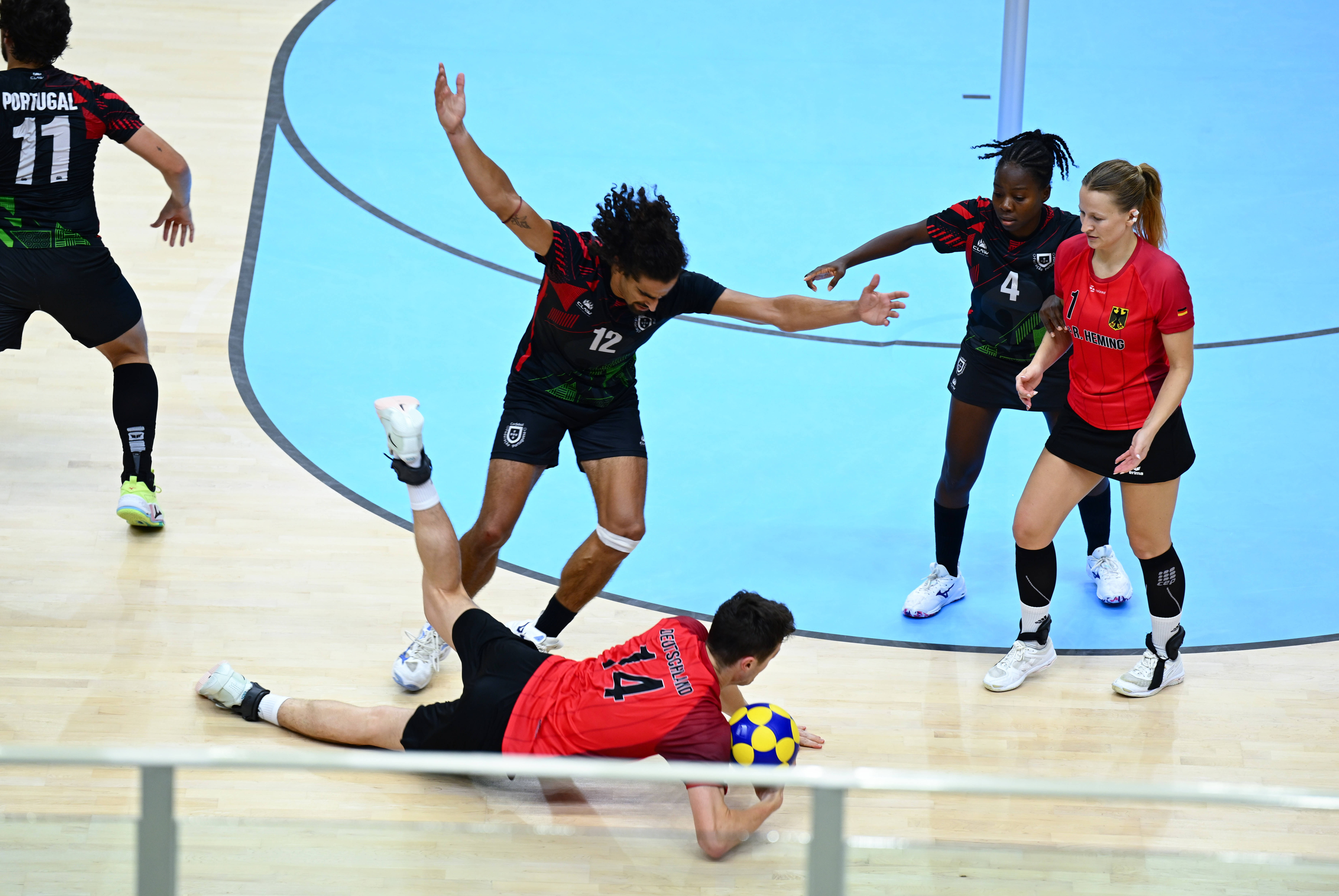 （成都世运会）荷球——混合团体赛第5-8名安慰赛半决赛：德国队战胜葡萄牙队