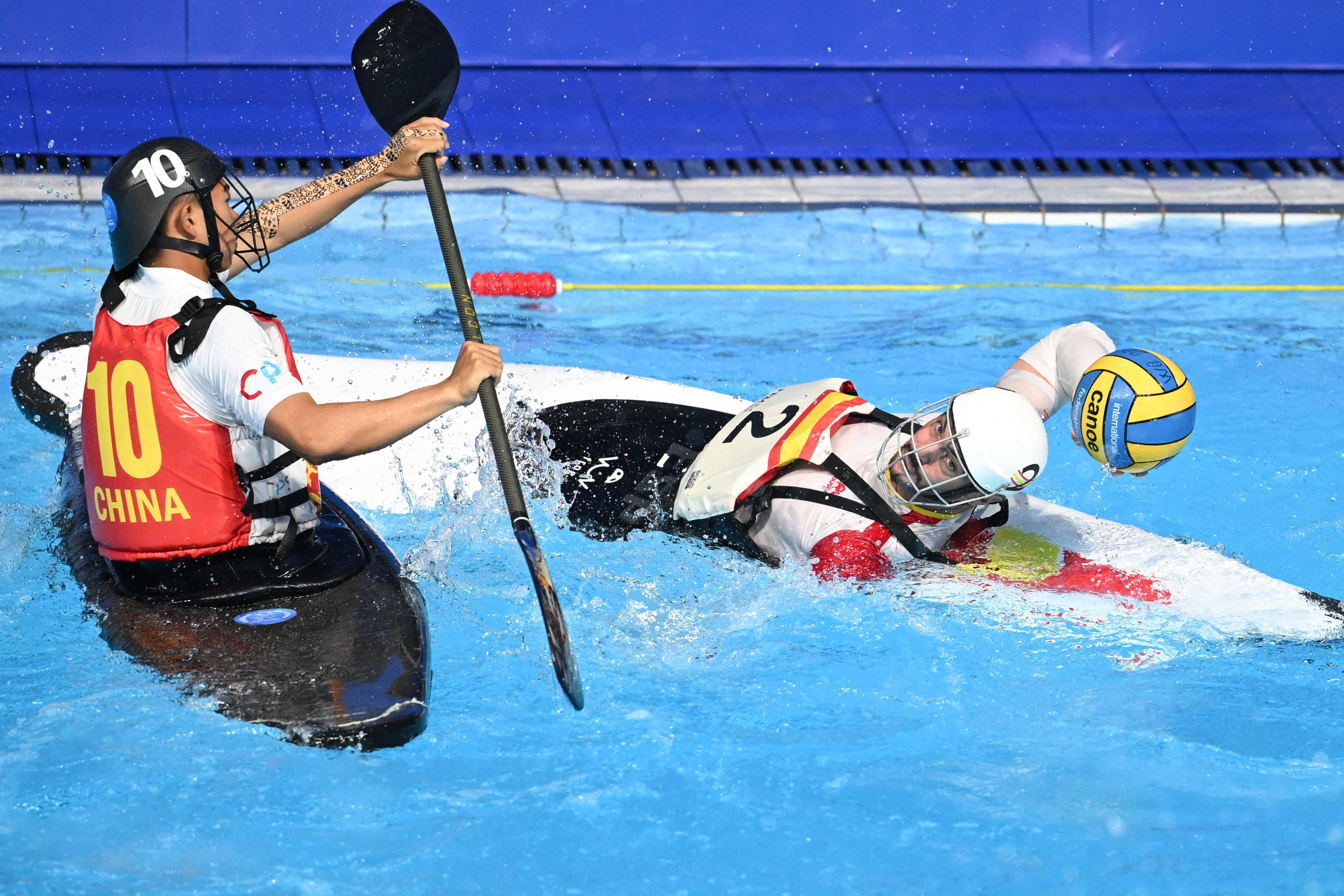 (成都世运会)皮艇球——男子第5-8名安慰赛半决赛:中国队不敌西班牙队