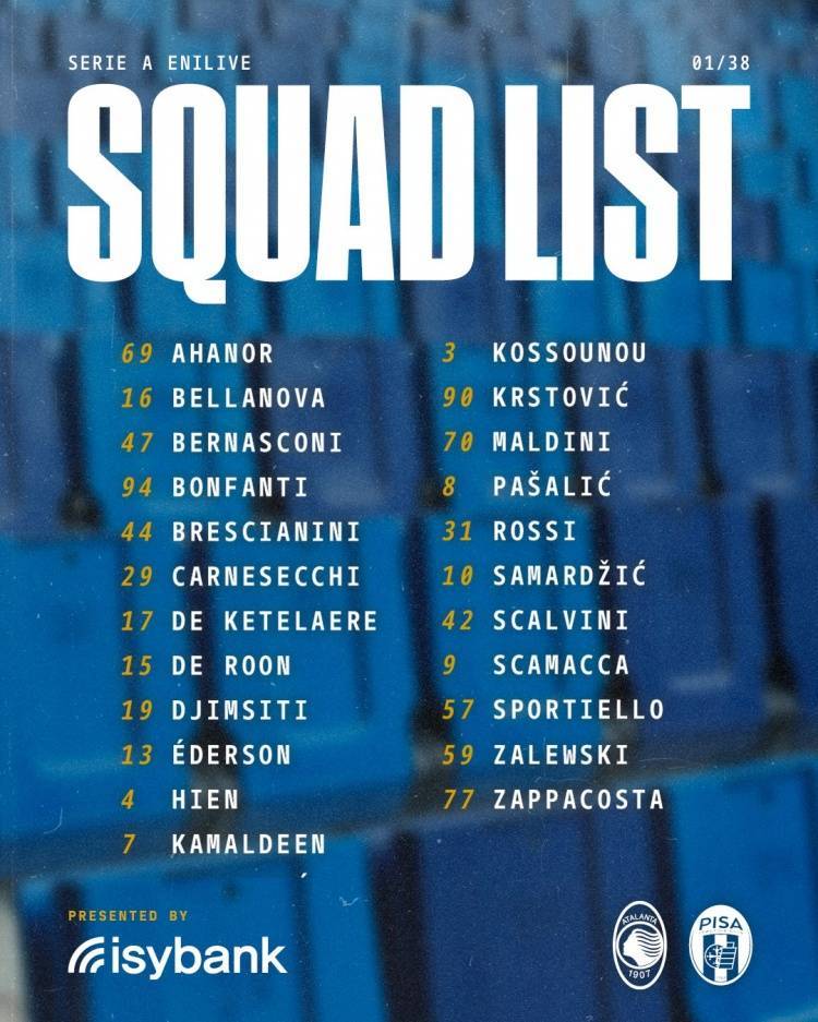 开云体育首页-亚特兰大首轮大名单：德凯特拉雷、扎莱夫斯基在列，卢克曼缺席