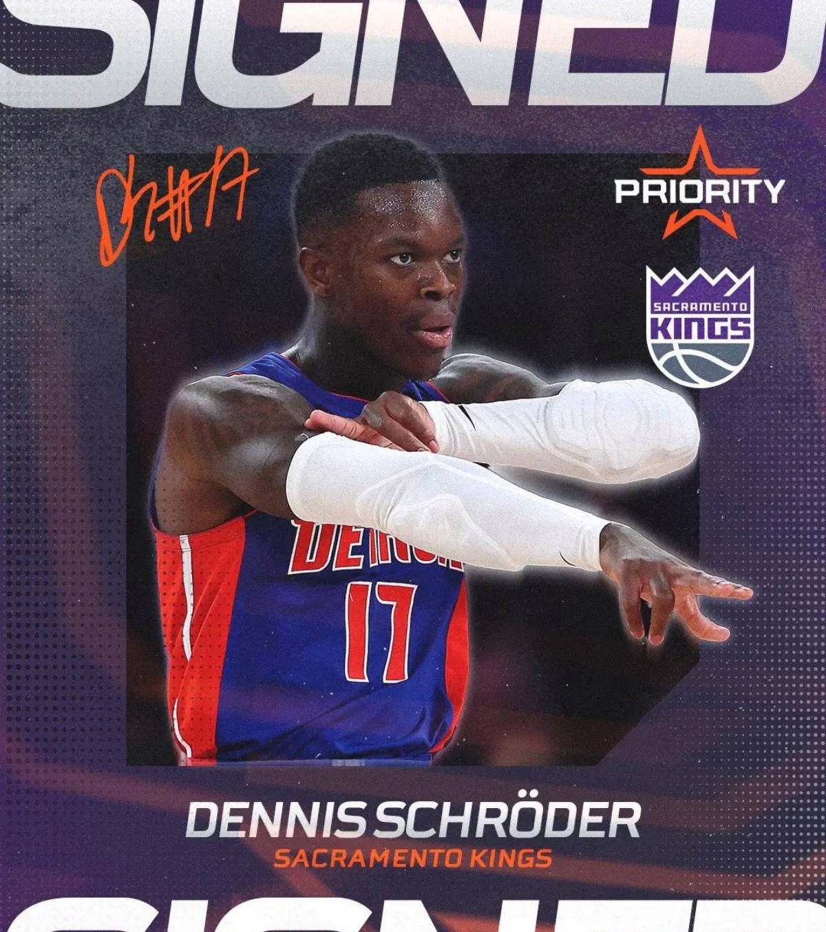 丹尼斯施罗德正式签约萨克拉门托国王,合同总价值4500万美元